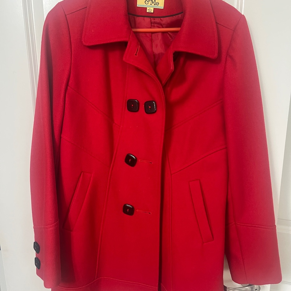 Maralyn & Me Bold Red Pea Coat